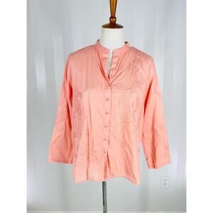 LIZ CLAIBORNE Women’s Light Coral Button Up Blouse Sz L